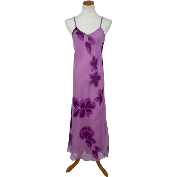 Vintage 90s NWT Purple Floral Maxi Slip Dress M| Y2K Grunge Fairycore Whimsigoth - Picture 2 of 13